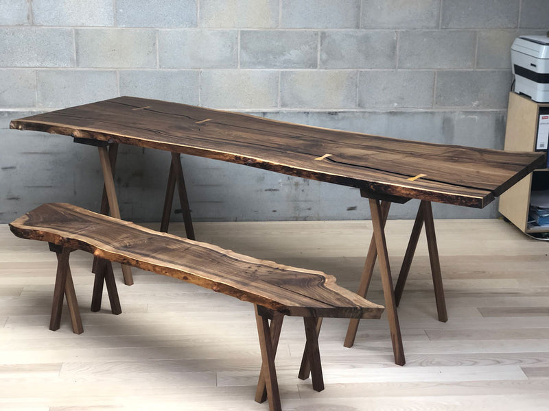 English Walnut Table & Bench