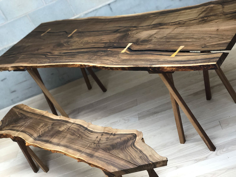 English Walnut Table & Bench