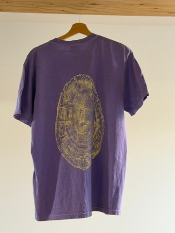 Violet Takumi T-shirt, gold tree-ring back print