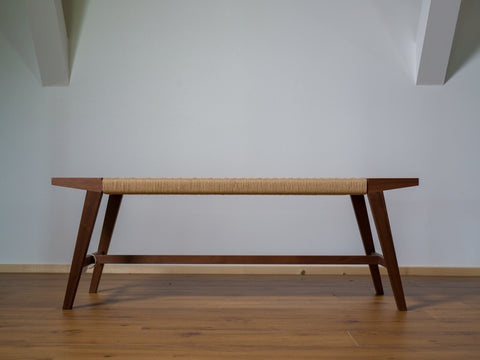 Paper cord bench walnut natural