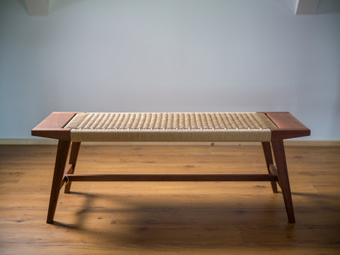 Paper cord bench walnut natural