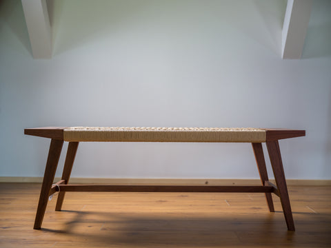 Paper cord bench walnut natural
