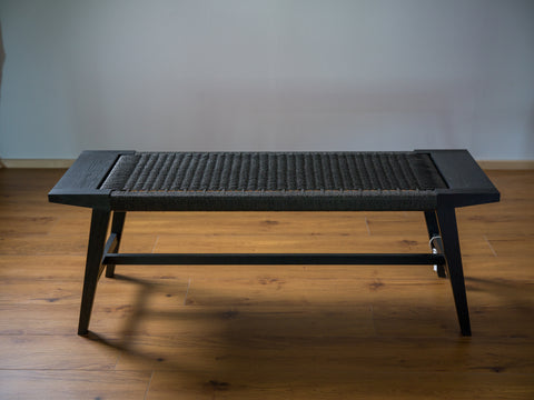 Paper cord bench ebonised ash black cord