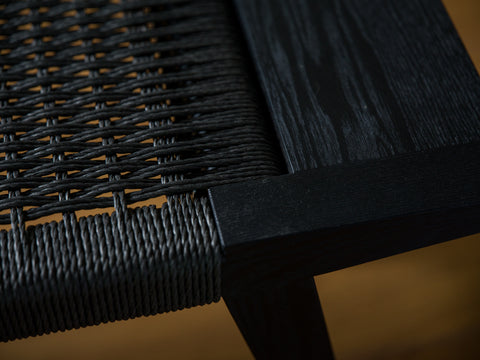 Paper cord bench ebonised ash black cord
