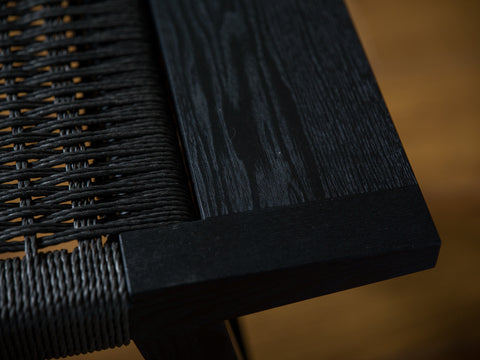 Paper cord bench ebonised ash black cord