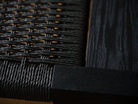 Paper cord bench ebonised ash black cord