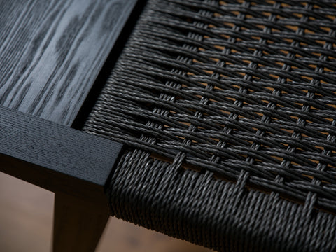Paper cord bench ebonised ash black cord