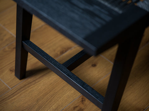 Paper cord bench ebonised ash black cord