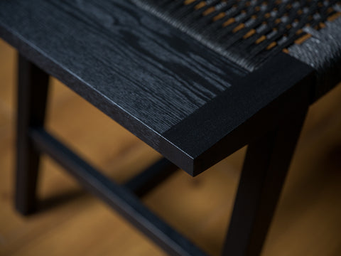 Paper cord bench ebonised ash black cord