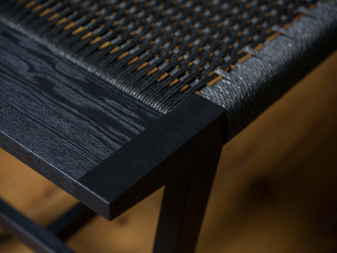 Paper cord bench ebonised ash black cord