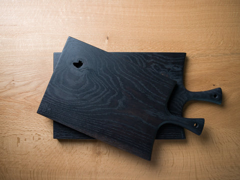Ebonised red oak charcuterie board detail