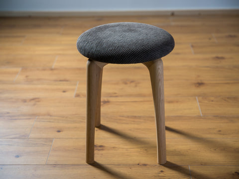 Mochi upholstered round stool charcoal