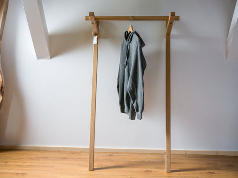 Oak leaning clothes rack