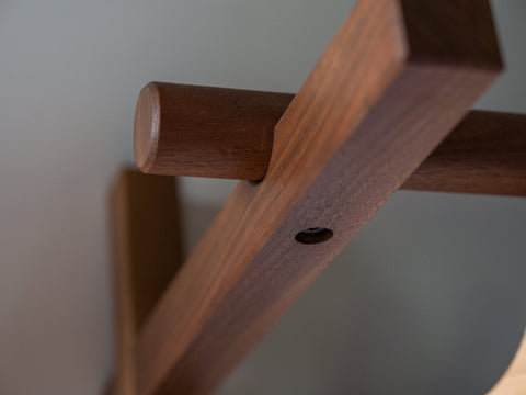Walnut leaning clothes rack