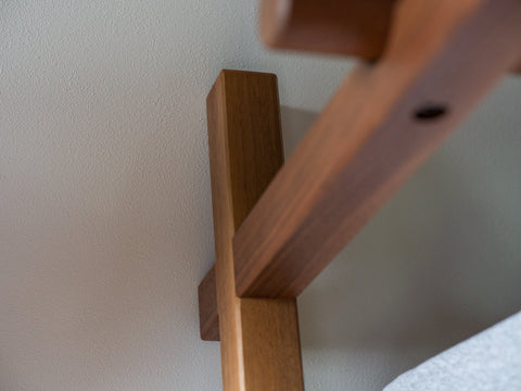 Walnut leaning clothes rack