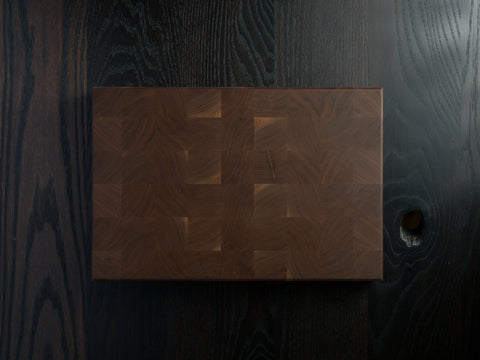 Walnut end-grain chopping board, top view